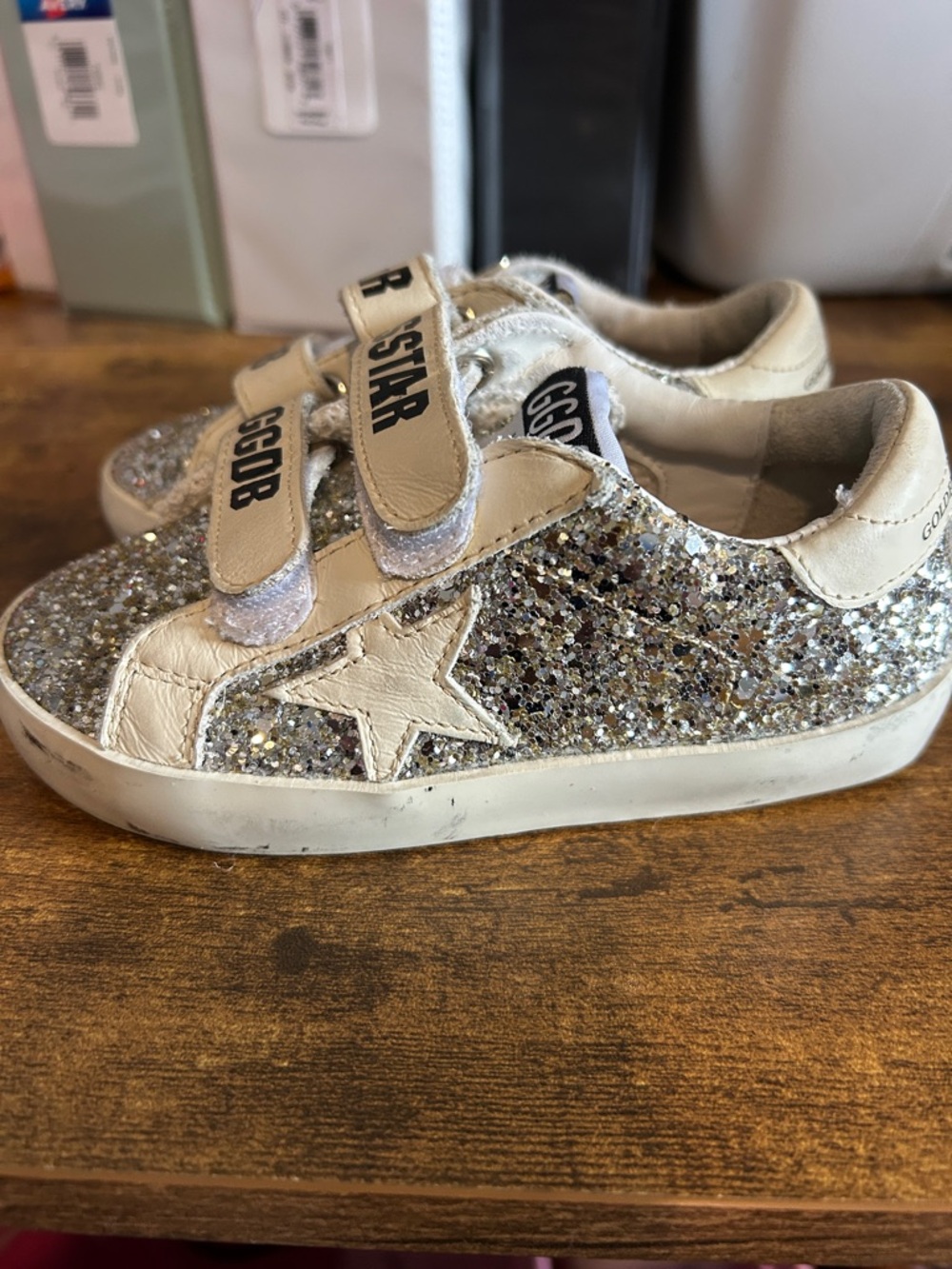 Golden Goose Kids Glitter Sneaker in Gold and Silver
